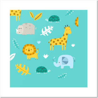 Animal cute pattern Posters and Art